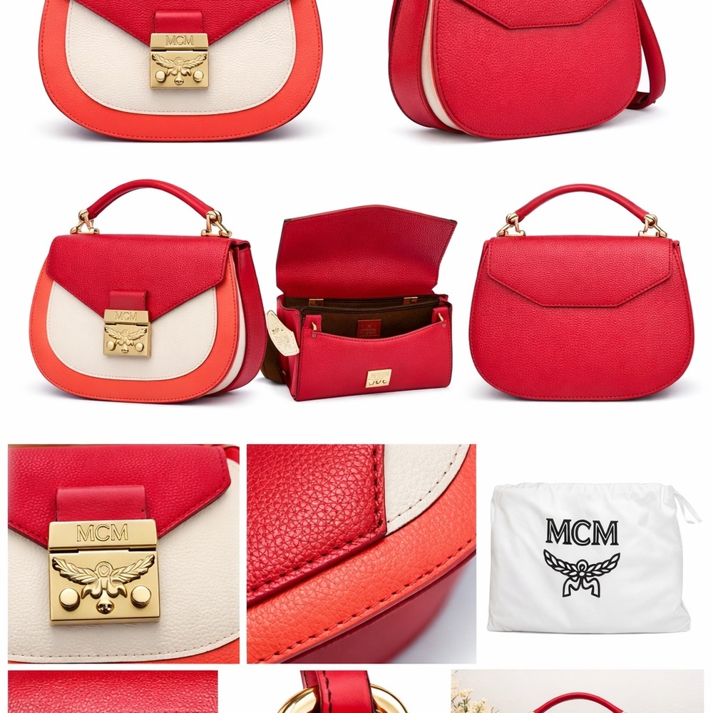 Authentic MCM Patricia Colorblock Leather Top Handle Bag - Picture 5 of 10